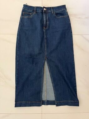 bagatelle Dark Blue Straight-Leg Denim Skirt with Front Slit size 4